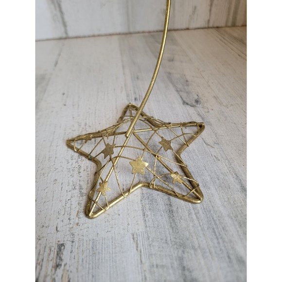 Star metal wire hanging ornament figure xmas golden decor - Picture 3 of 4